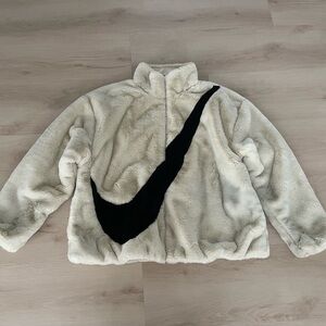 Nike Cream and Black Teddy Jacket